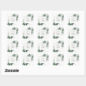 Chic Modern Green Leafy Tropical Foliage Fern Logo Vierkante Sticker (Vel)
