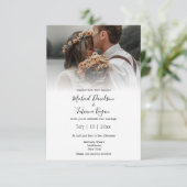 chic modern handschrift bruiloft foto Uitnodiging (Staand voorkant)