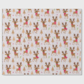 Chic Modern Kerstvakantierendiertje Cadeaupapier (Vlak)