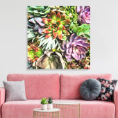 Chic modern kleurrijk Succulent fotopatroon Canvas Afdruk (Insitu (Woonkamer))
