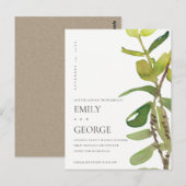 CHIC MODERN LEAFY WATERVERF FOLIAGE BEWAREN DE DAT BRIEFKAART (Voorkant / Achterkant)