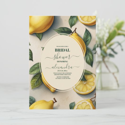 Chic Modern Lemon Mediterranean Vrijgezellenfeest Kaart (Staand voorkant)