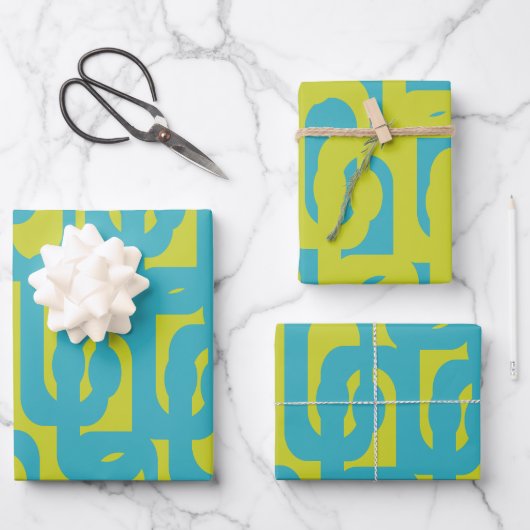Chic Modern Limoen en Turquoise Loop Pattern Inpakpapier Vel (Voorkant)