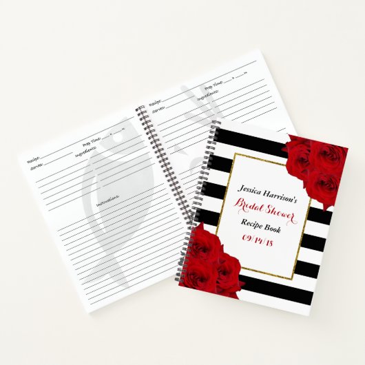 Chic Modern Luxe Red Roses Vrijgezellenfeest Recep Notitieboek (Binnen)