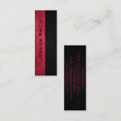 Chic modern luxe rood leder mini visitekaartje (Voorkant / Achterkant)