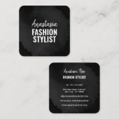 Chic Modern Luxury Plain Black Simple Minimalist Vierkante Visitekaartje (Voorkant / Achterkant)