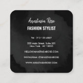 Chic Modern Luxury Plain Black Simple Minimalist Vierkante Visitekaartje (Achterkant)