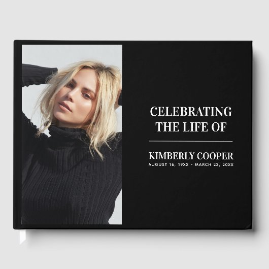 Chic Modern Memorial Foto | Houdbaarheid Gastenboek (Voorkant)