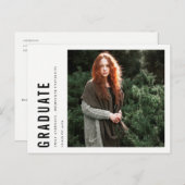 CHIC MODERN MINIMAAL BOLD CUSTOTO AFSTUDEREN AANKONDIGINGSKAART (Voorkant / Achterkant)
