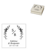 Chic Modern Minimalist Initialen Twigs & Flowers Rubberstempel (Gestempeld)