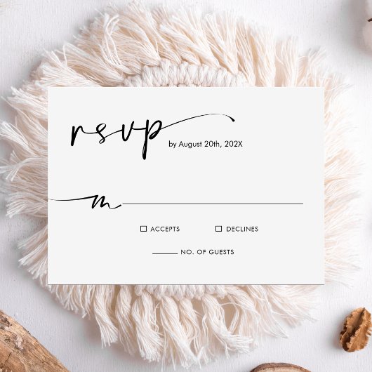 Chic Modern Minimalistisch Script Wedding RSVP Kaartje
