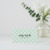 Chic & Modern Mint Green Plaid Visitekaartje (Staand voorkant)