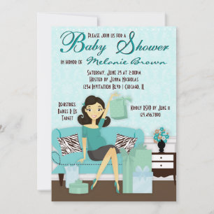 Chic Modern Mom with Gifts Baby shower Invitation