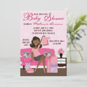 Chic Modern Mom with Gifts Baby shower Invitation (Debout devant)