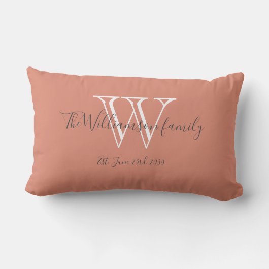 Chic Modern Monogram Familienaam Cute Keepomwille Kussen (Achterkant)