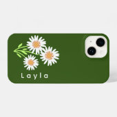 Chic Modern Monogrammed Groene & Witte Bloemen iPhone Hoesje (Achterkant horizontaal)