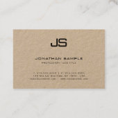 Chic Modern Monogrammed Kraft Paper Sjabloon Visitekaartje (Achterkant)