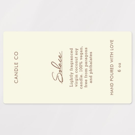 Chic Modern Neutral Cream Kleur Kaars Product Labels (Design 1)