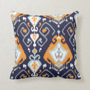 Chic modern oranje blauw-jachttoneelpatroon kussen