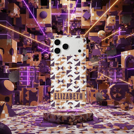 Chic modern Paars en gouden abstract Patroon iPhone 15 Pro Max Hoesje