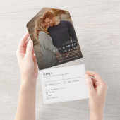 Chic Modern Photo Wedding All In One Uitnodiging (Afscheurbaar)