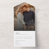 Chic Modern Photo Wedding All In One Uitnodiging (Binnen)