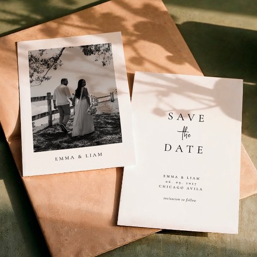 Chic Modern Photo Wedding Save The Date Card