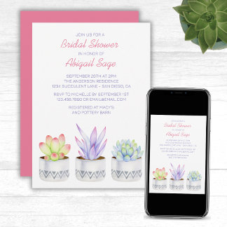 Chic, modern Plant Boho Succulent Vrijgezellenfees Kaart