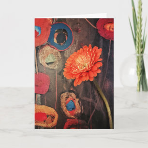 Chic Modern Poppies Birthday Wishes Card Kaart