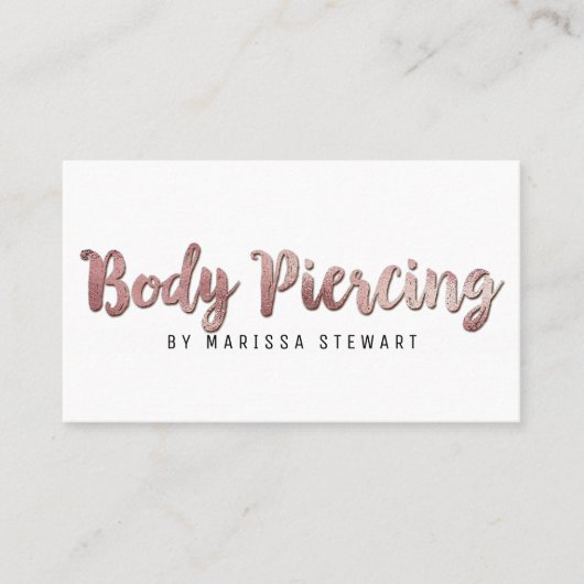 Chic Modern Roos Gold Brushlining Body Piercing Visitekaartje (Voorkant)