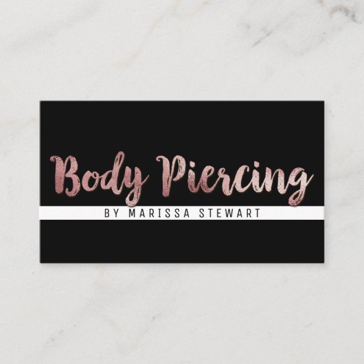Chic Modern Roos Gold Brushlining Body Piercing Visitekaartje (Voorkant)