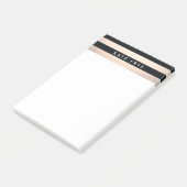 Chic Modern Roos Gold en Black Striped Modern Post-it® Notes (Schuin)