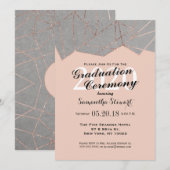 Chic Modern Roos Gold Geo Afstuderen Ceremony Kaart (Voorkant / Achterkant)