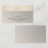 Chic Modern Roos Goud en Taupe Monogram Visitekaartje (Voorkant / Achterkant)