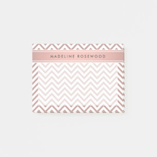 Chic Modern Roos Gouden Chevron Monogrammed Post-it® Notes
