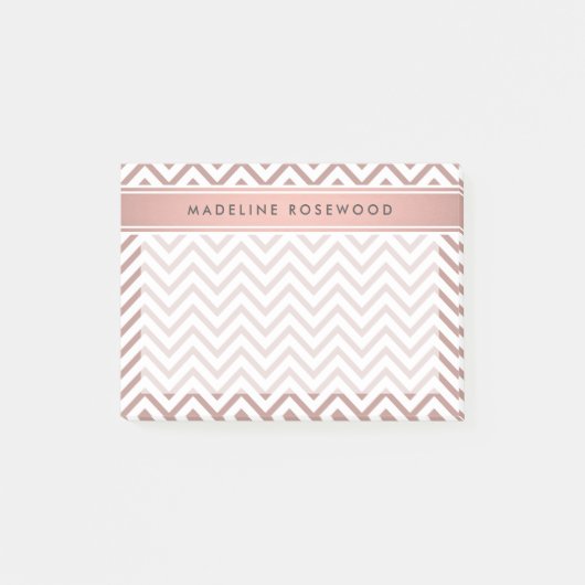 Chic Modern Roos Gouden Chevron Monogrammed Post-it® Notes (Voorkant)