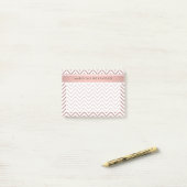 Chic Modern Roos Gouden Chevron Monogrammed Post-it® Notes (Op bureau)