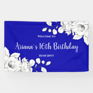 Chic Modern Royal Blue White Birthday Spandoek