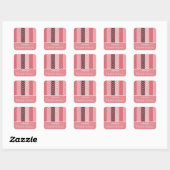 Chic Modern roze Chevron stripes met naam Vierkante Sticker (Vel)