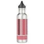 Chic Modern roze Chevron stripes met naam Waterfles (Links)