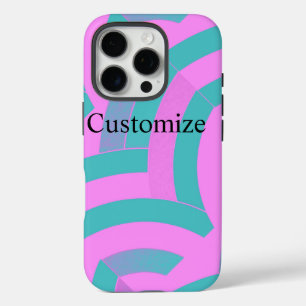 chic modern roze/groene chevrons iPhone 16 pro hoesje