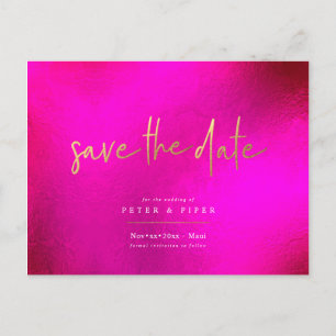 Chic + Modern Roze Handtekening Script, Bewaar de Briefkaart