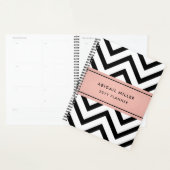 Chic Modern Roze, Zwart en Wit Chevron Patroon Planner (Display)