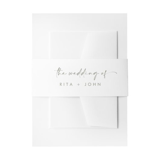 Chic Modern Sage Green Wedding Uitnodigingen Wikkel (Voorkant Voorbeeld)