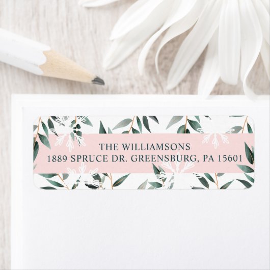 Chic Modern Sage Holiday Greenery & Snowflakes Etiket (Insitu)