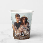 Chic Modern Script 2 Foto Minimal Bridal Shower Papieren Bekers (Achterkant)