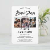 Chic Modern Script 4 Foto Minimal Vrijgezellenfees Kaart (Staand voorkant)