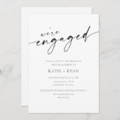 Chic Modern Script Engagement Parties Invitations (Devant / Derrière)