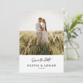 Chic Modern Script Foto Huwelijk Save The Date (Staand voorkant)
