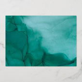 Chic Modern Script Green Waterverf Sla de datum op Folie Uitnodiging (Achterkant)